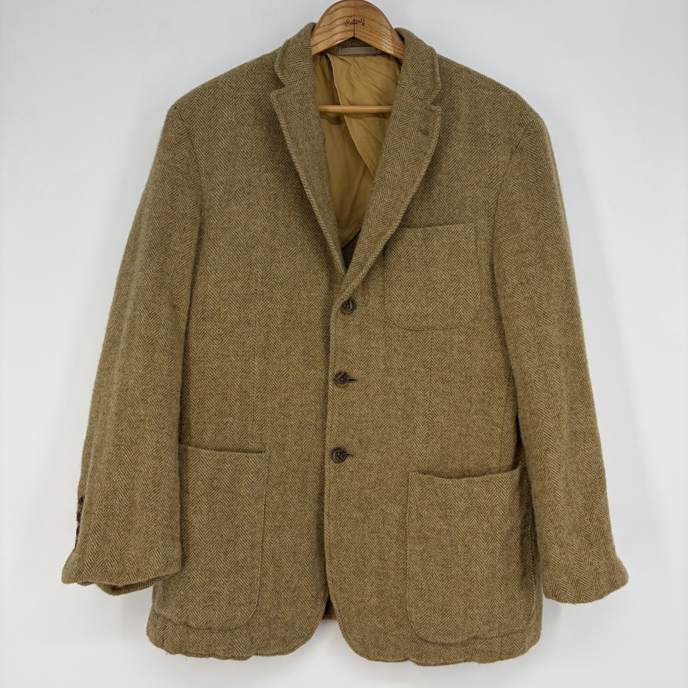 VTG Crittenden Mackinnon Scotland Wool Blazer ML Tweed Herringbone‎ Unstructured